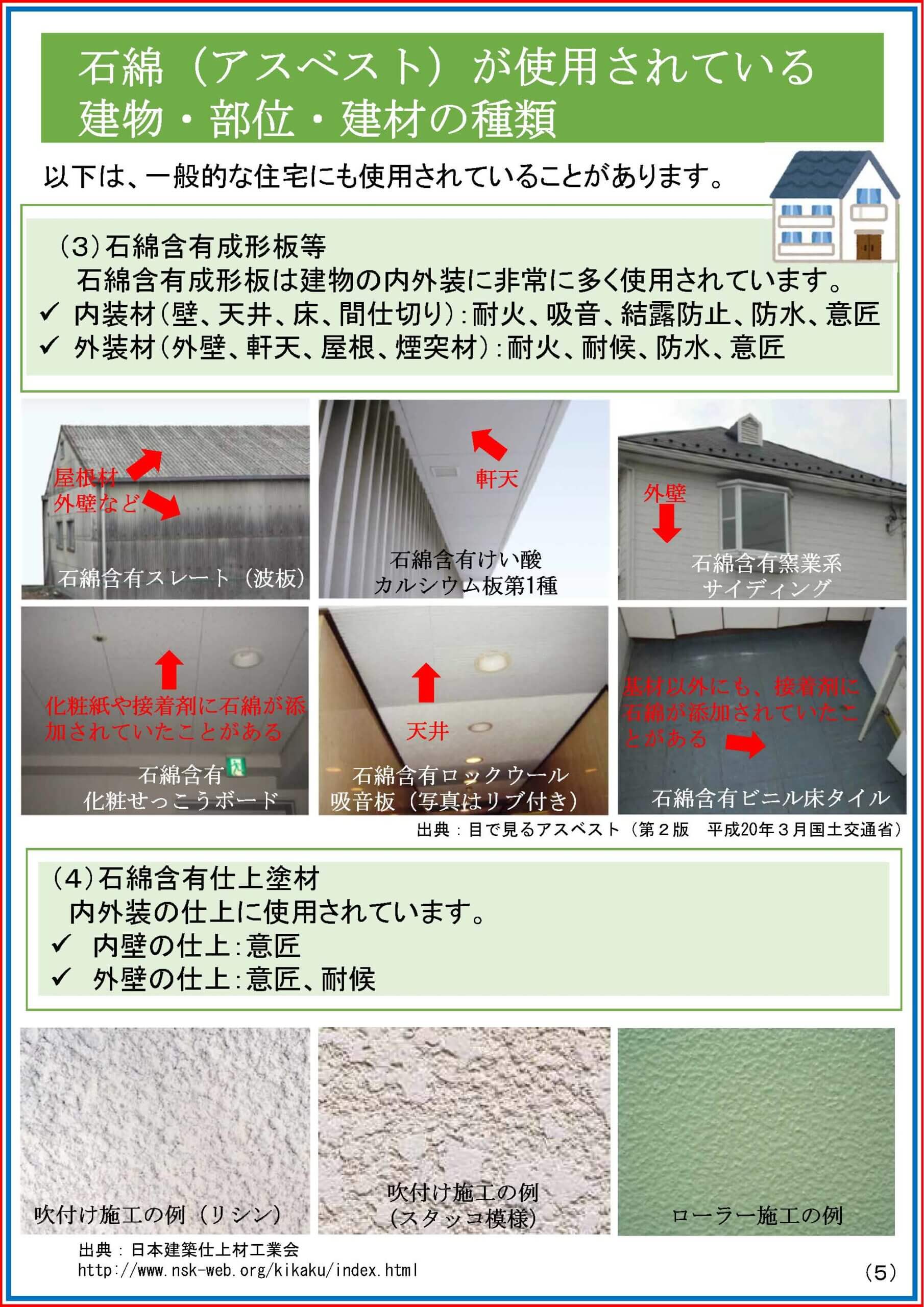 石綿が使用されている建物・部位・建材の種類-2