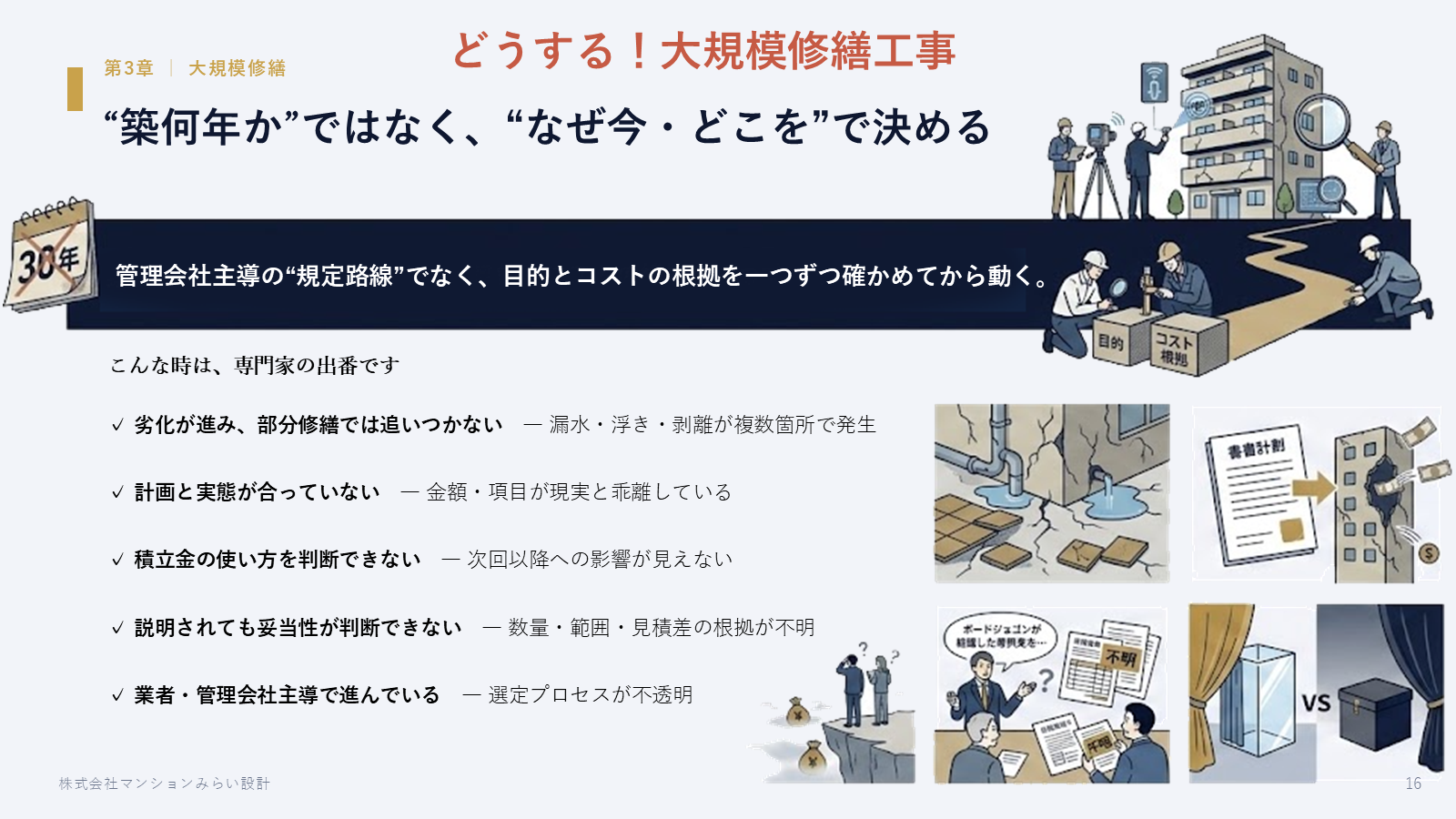 大規模修繕は“なぜ今・どこを”で判断する
